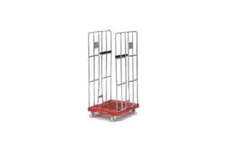 Metalen rolcontainer met rode bodem