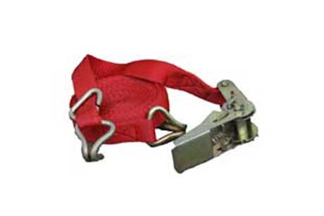 Rode spanband met metalen ratelgesp